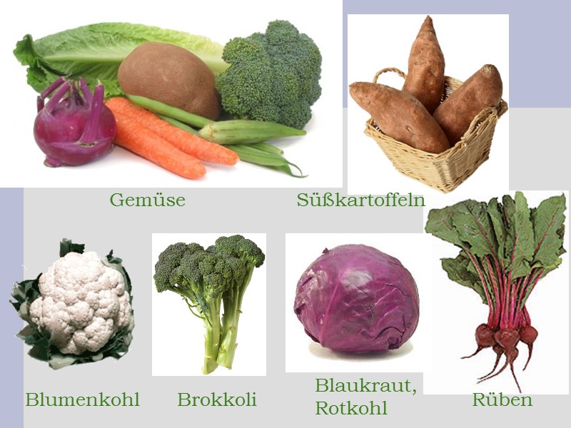 Blumenkohl Blaukraut, Rotkohl Brokkoli Rüben Gemüse Süßkartoffeln